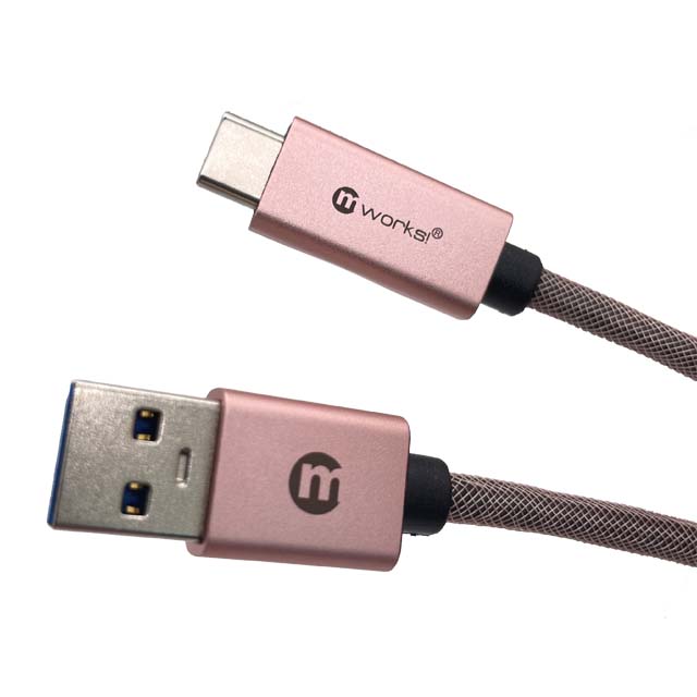 mworks! mPOWER! Braided Type-C Sync & Charge Cable 2.0 Meter Rose Gold