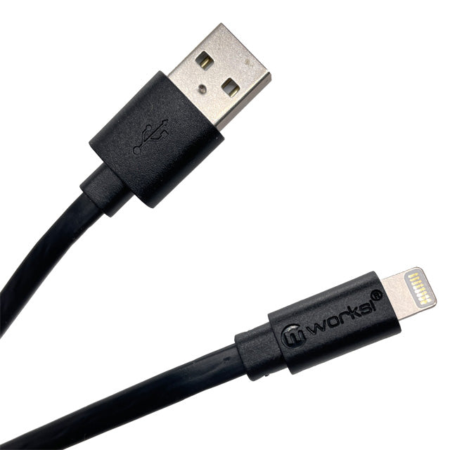 mworks! mPOWER! Flat Lightning Sync & Charge Cable 1.0 Meter Black
