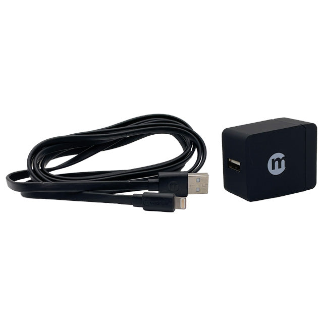 mworks! mPOWER! Single Port Home Charger With Lightning Cable 2.0 Meter Black