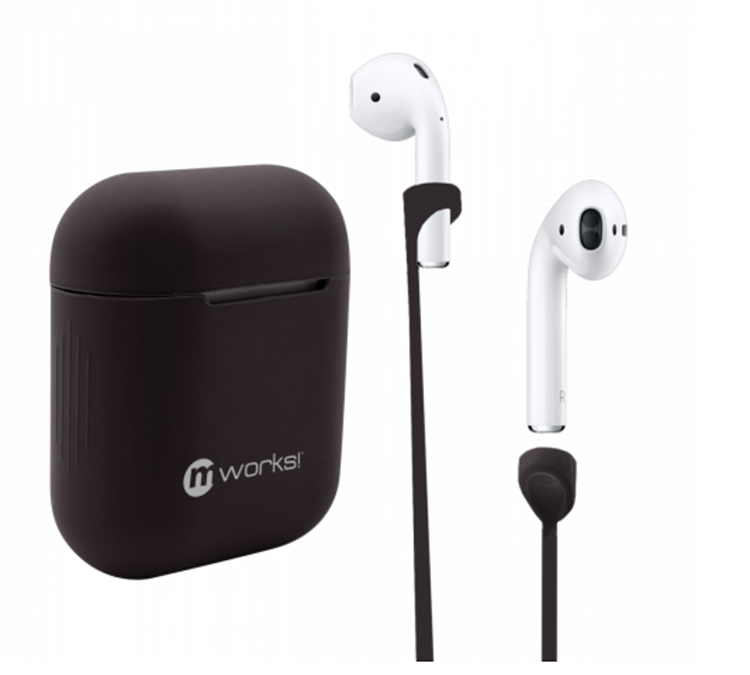 mworks! mCASE! Airpods Case Skin & Airpods Straps Bundle Black