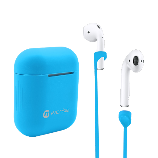 mworks! mCASE! Airpods Case Skin & Airpods Straps Bundle Ocean Blue