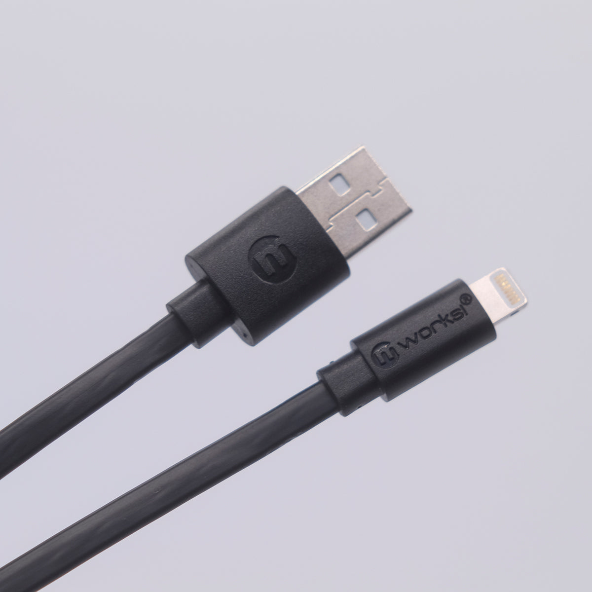 mworks! mPOWER! Flat Lightning Sync & Charge Cable 1.0 Meter Black