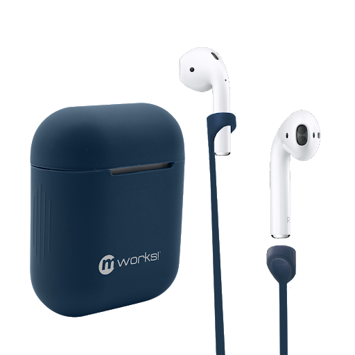 mworks! mCASE! Airpods Case Skin & Airpods Straps Bundle Navy Blue