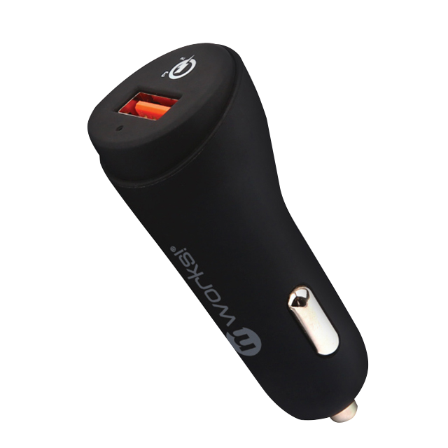 mworks! mPOWER! Quick Charge Single Port Car Charger With Type-C Cable 2.0 Meter Black