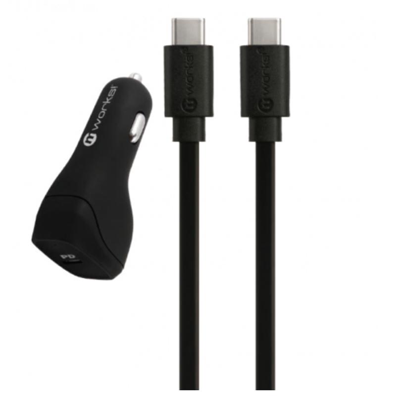 mworks! mPOWER! PD Car Charger 6 FT Type-C to Type-C Cable Black